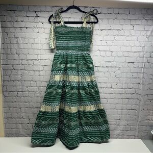 AUREUM Green and Cream Patterned Maxi Dress Sz XS